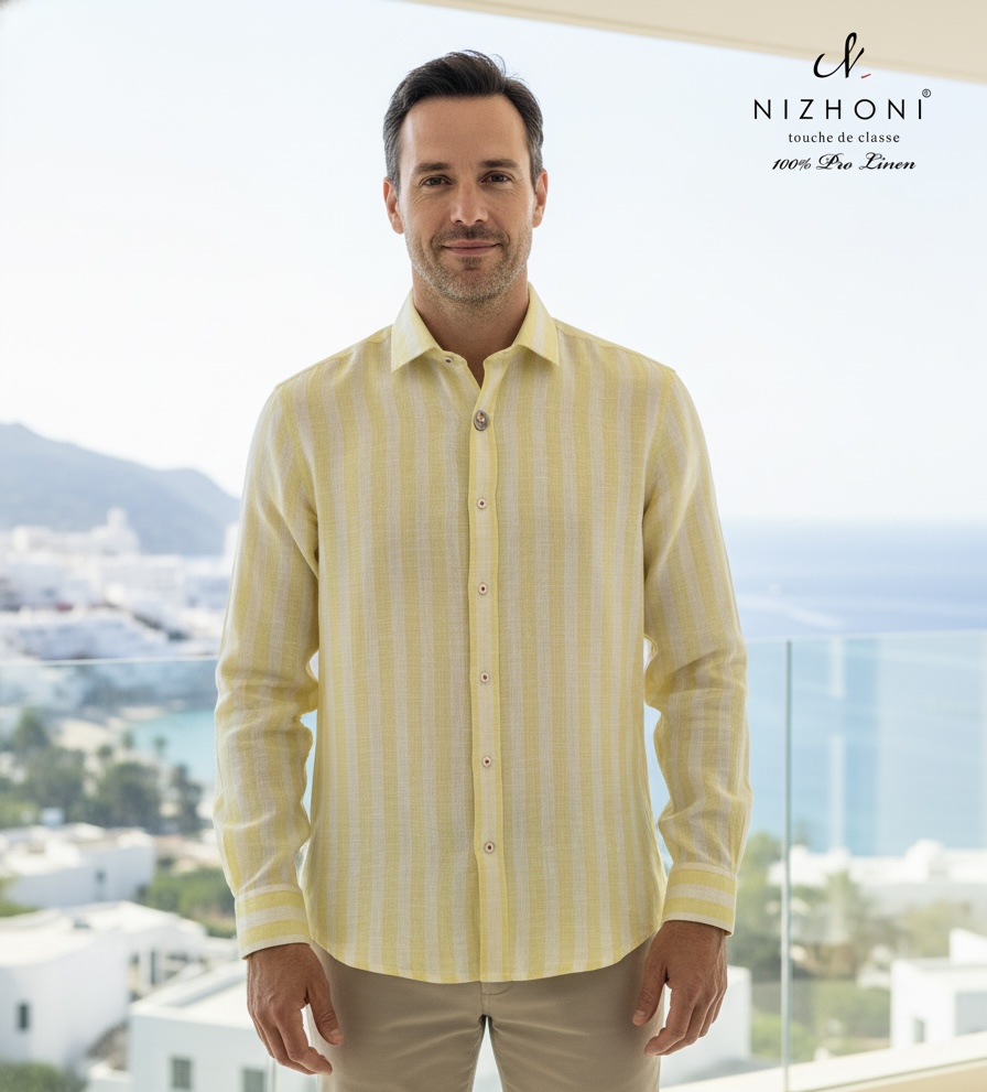 <p>YELLOW FULL SLEEVE STRIPED PRINT SHIRT&nbsp;</p>